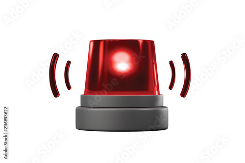 3d red emergency beacon icon. warning light and alarm alert concept. minimal cartoon flashing siren for safety and security. isolated on white transparent background. 3d render.