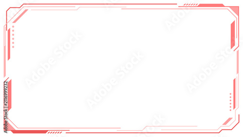Red Futuristic HUD Frame Border Transparent PNG Cyber Technology Overlay