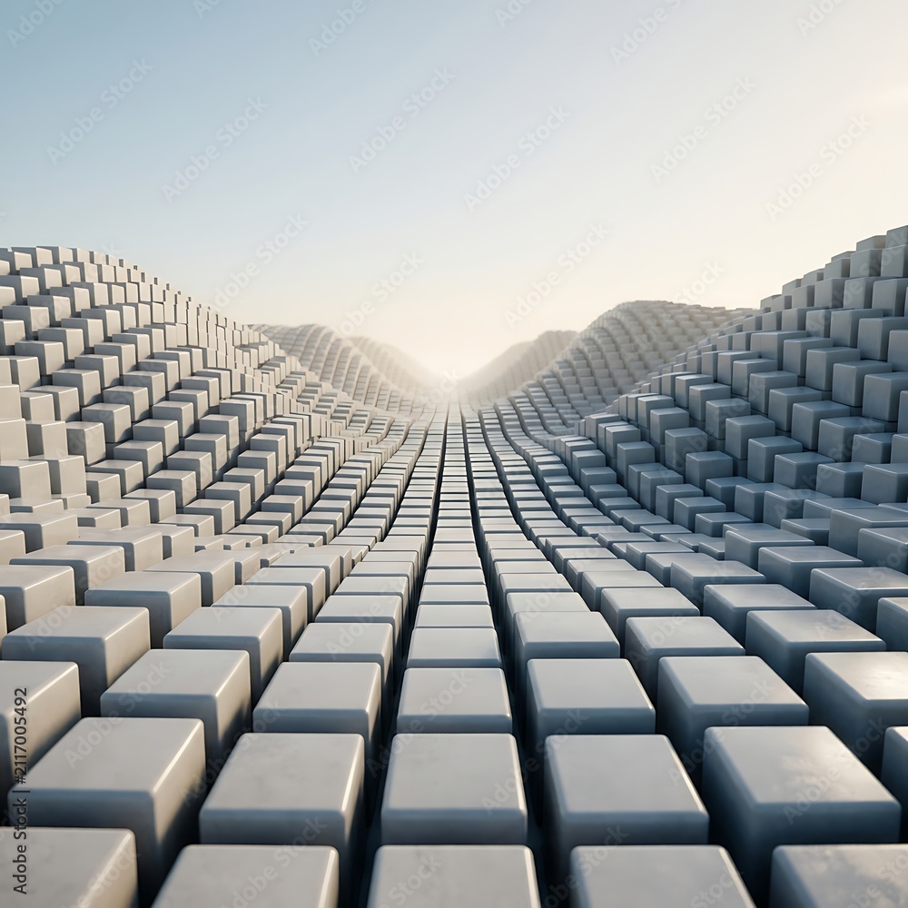 Fototapeta premium Abstract White 3D Cubes Geometric Background | Minimal Futuristic Technology Wallpaper