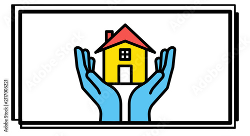 Hands Holding House Icon - Home Security, Real Estate, Protection Concept