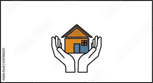 Hands Holding House Icon - Secure Home Ownership and Property Protection Concept