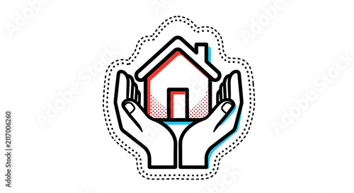 Hands Holding House Icon - Protection, Care, Safety, Real Estate Concept