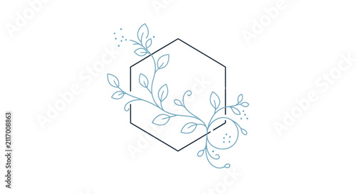 hexagon logo with floral design