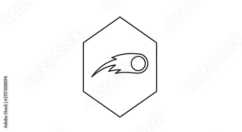 hexagon logo with speed line and circle