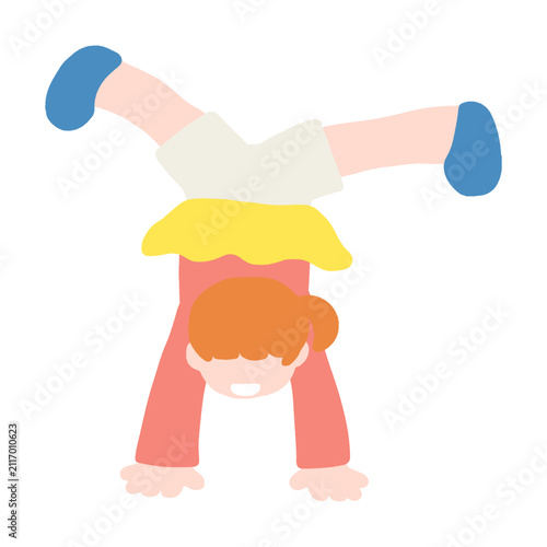 Obraz na płótnie 楽しそうに踊るこどものフラットなイラスト