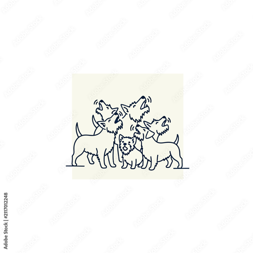 Fototapeta premium Group of Small Terrier Dogs Vector Illustration Illustration