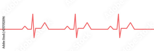 Heartbeat pulse line icon with ECG cardiogram and medical monitoring symbol