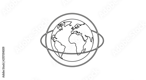 globe with orbiting rings, earth illustration