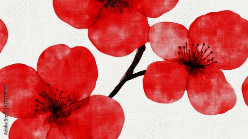 Beautiful watercolor red flowers seamless pattern design for creative projects and decorative fabric print backgrounds.