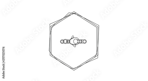 hexagonal symbol with molecular structure