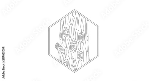 Hexagonal wood grain texture logo illustration
