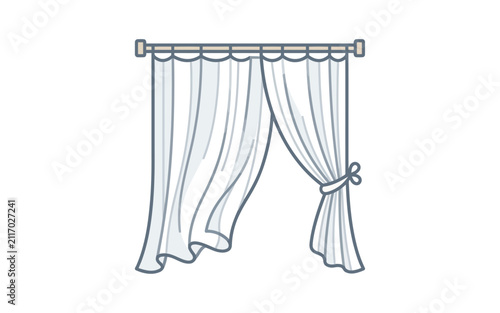 White Curtains Vector Illustration