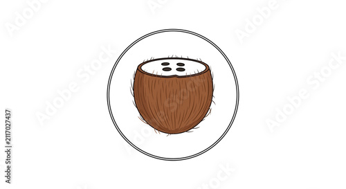 Hand Drawn Coconut Icon Illustration on White Background