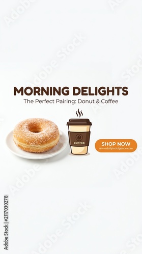 Morning Delights Coffee and Donut Breakfast Scene.
