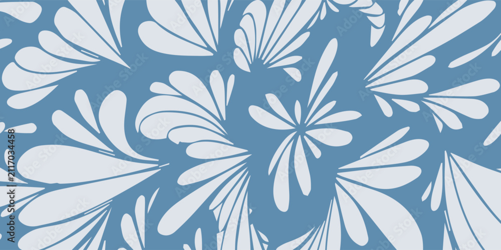 Fototapeta premium Abstract Blue and White Floral Pattern.