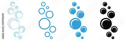 Quadro su tela Water bubble icons with fizzy drink, sparkling soda and carbonation symbols
