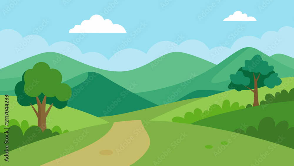 Fototapeta premium Grassland National Park Flat Vector 