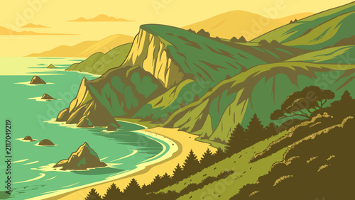 Фотография Coastal Cliffs National Park Vector