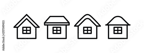 House vector set of residential homes in line art with building