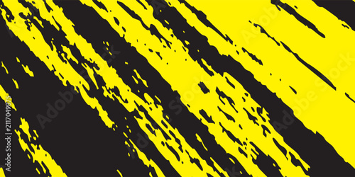 Abstract Black and Yellow Diagonal Grunge Brush Stroke Background with Distressed Texture, background illustration.