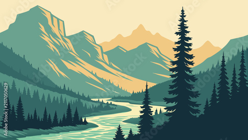 Glacier Valley National Park Vector 