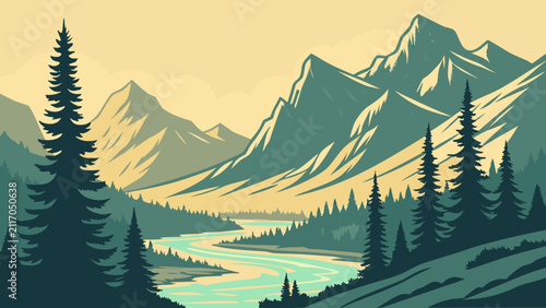 Glacier Valley National Park Vector 