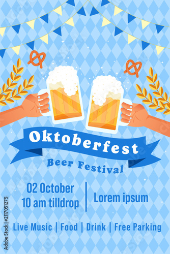 Oktoberfest Beer Festival Vertical Poster Flyer Invitation Design
