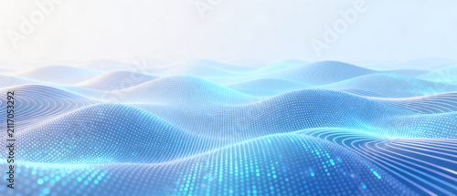 Abstract Digital Wave Form Made of Light Particles and Dots