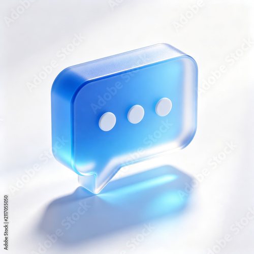 Glossy Blue Chat Bubble with Three Dots for Messaging