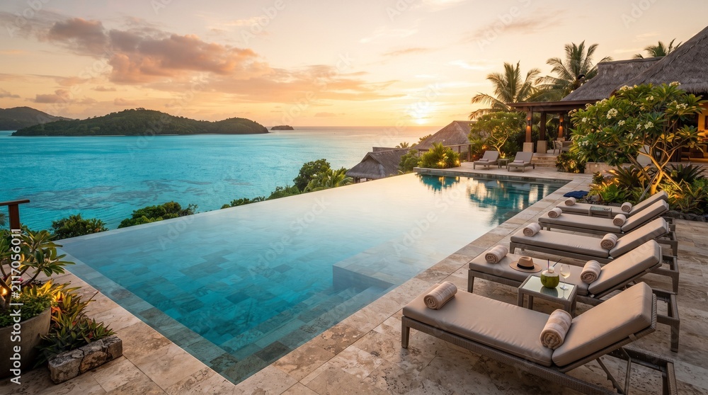 Fototapeta premium sunset in the pool
