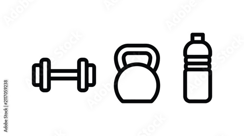 Dumbbell silhouette vector icon for fitness and workout