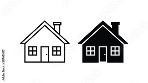 House icon vector set of simple minimalist building designs