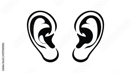Ear vector icon isolated showing simple anatomical line drawing