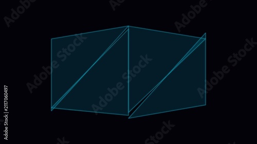 Triangular Polygon Lattice Mesh - HSL Neon Line Pulse Loop