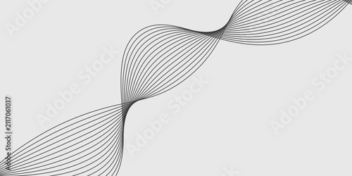 PrintBlack wave lines on grey background. Sound wave effect design