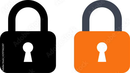 Padlock icon set, flat style