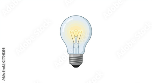 Obraz na płótnie Incandescent light bulb illustration with a glowing filament against a plain whi