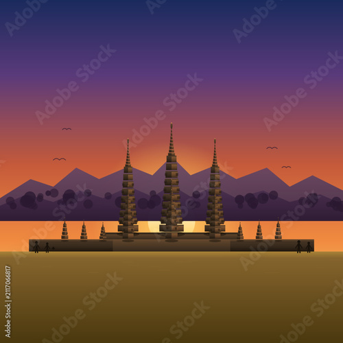 Prambanan Temple at Sunset