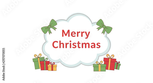 Merry Christmas festive greeting with gifts