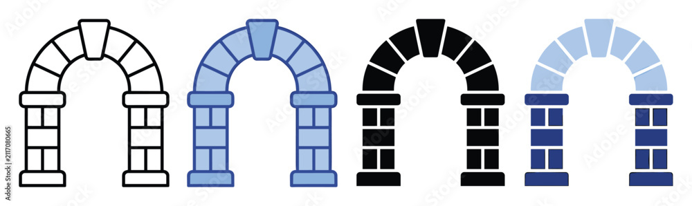Obraz premium Set of arch icons for building construction, architectural design, or historical structural concepts