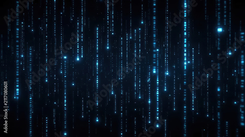 Digital matrix background with cascading blue code lights evoking futuristic mood