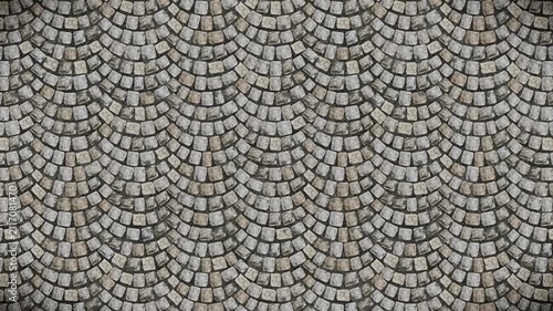 Decorative grey cobblestone pattern creates a rustic seamless loop background.