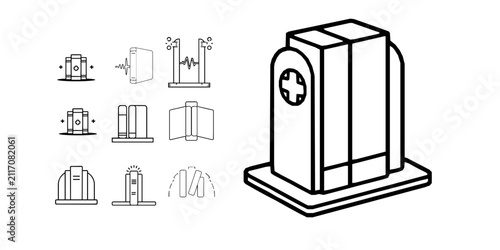 Bookend Spinning Outline Medical Icon Style White Background