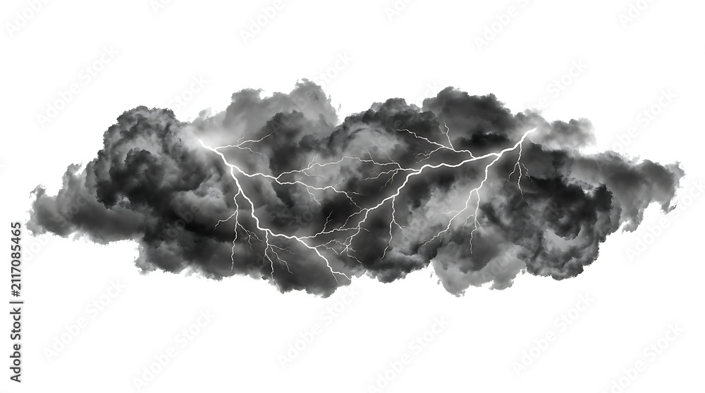 Obraz premium Storm Cloud with Lightning: A dark, ominous storm cloud crackles with vibrant lightning, symbolizing power and the forces of nature.