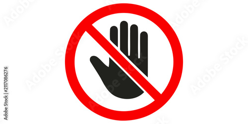 Prohibited hand stop sign forbidden concept with prohibited forbidden restriction security protection regulatory prohibition attention isolated pictogram communication instruction