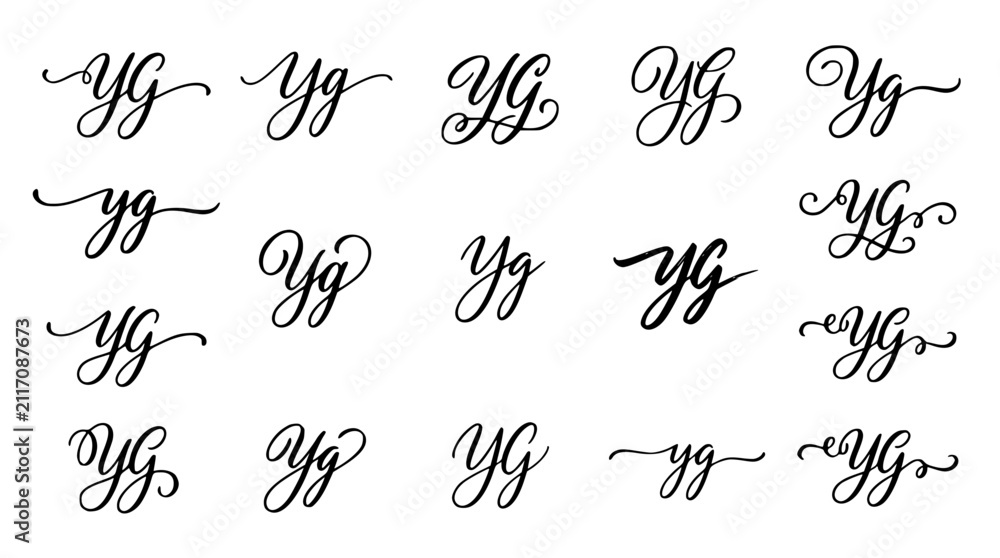 Obraz premium Elegant YG Signature Logo Vector Collection Handwritten Initial Monogram Templates