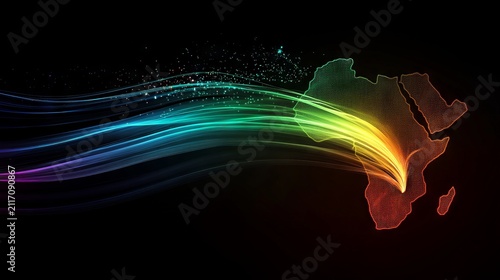 Digital Art. Africa. Colorful Waves, Abstract Design.