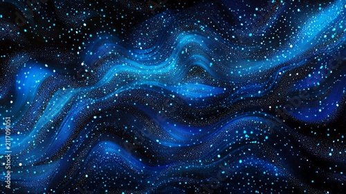Abstract. Galaxy. Stars. Waves. Blue. Background.