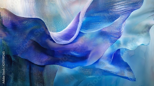 Intricate Digital Tapestry of Azure Hues in Textured Waves