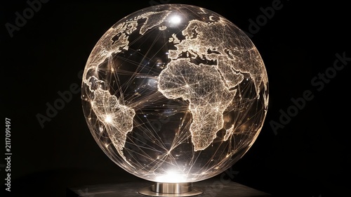 Globe. World Map. Light Connections.